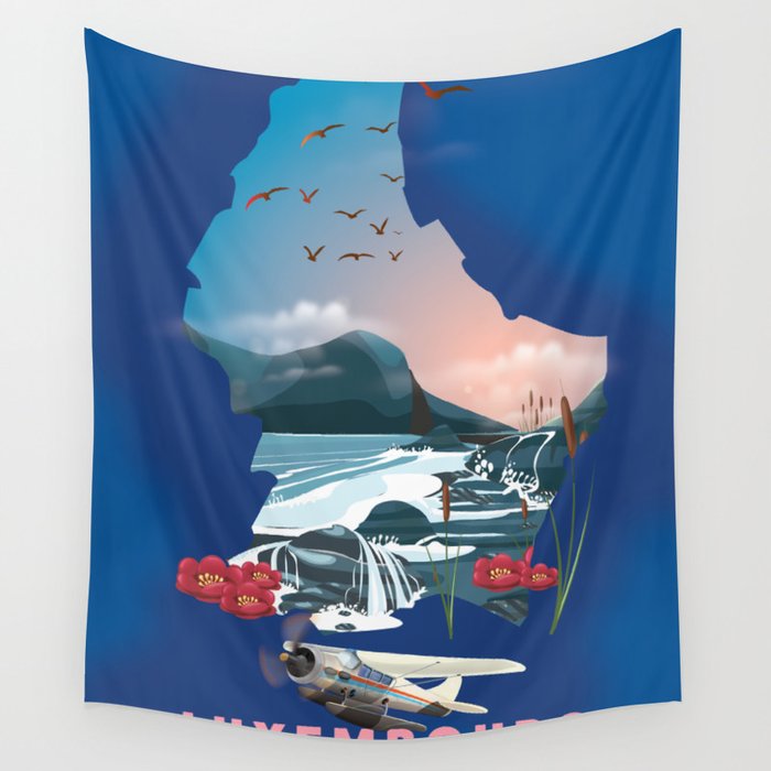 Luxemburg travel poster Wall Tapestry