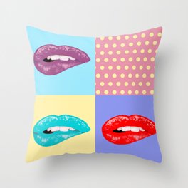 Pop Art, Lips Art, Retro Style Throw Pillow