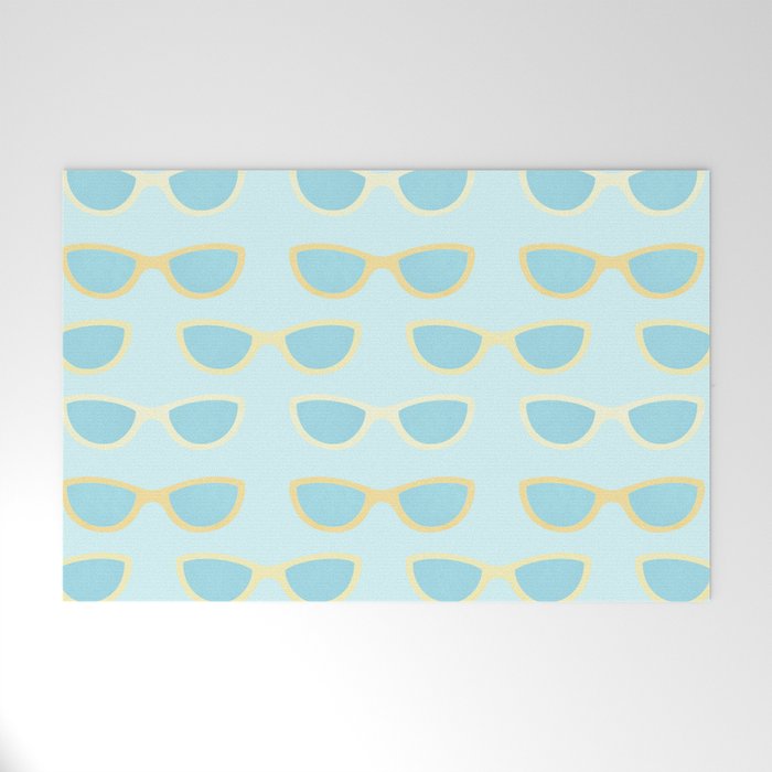 Yellow and blue retro sunglasses Welcome Mat
