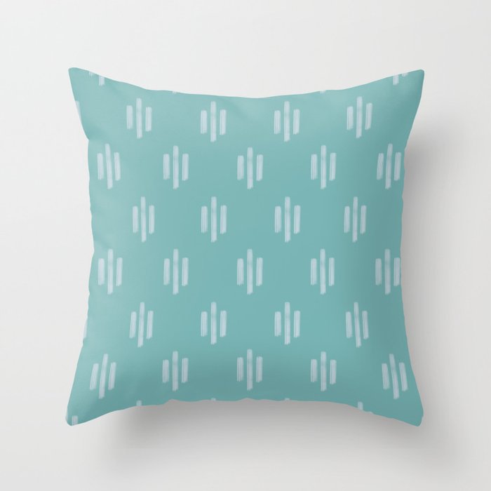 Tribal Lines Teal Throw Pillow