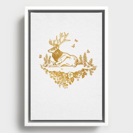 Yellowstone National Park Gold Elk Art Print Framed Canvas