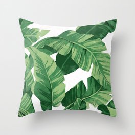 Tropical banana leaves IV Throw Pillow