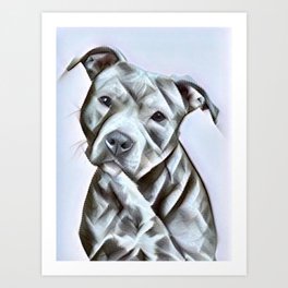 Pit Bull lover , portrait of a blue nose pit bull Art Print