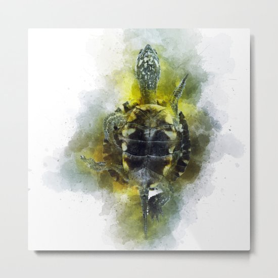 Watercolor Turtle Metal Print