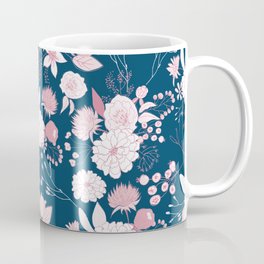 Elegant mauve pink white navy blue rustic floral Coffee Mug