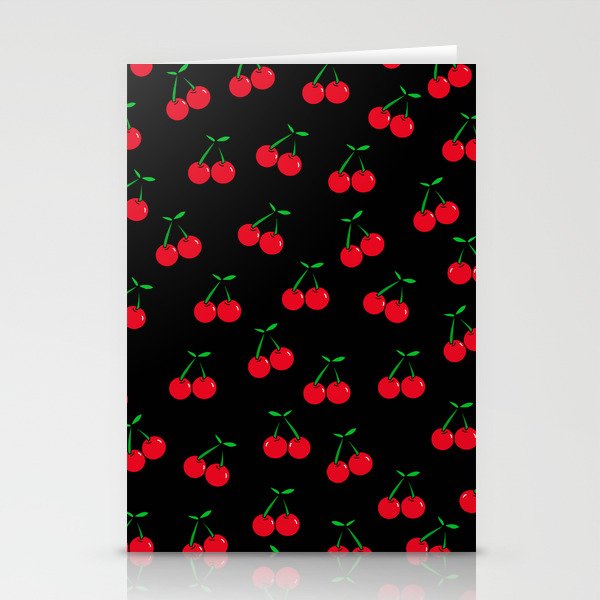Cherries 2 (on black) Stationery Cards