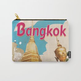 Bangkok Vintage Travel Poster Carry-All Pouch | Vintage, Illustration, Vector, Landscape 