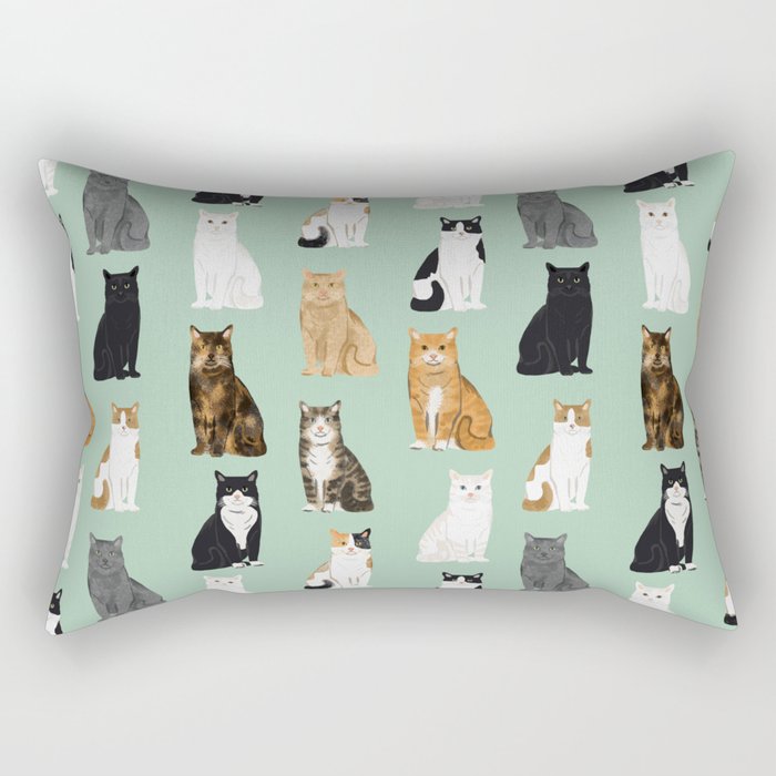 Cat breeds pattern kitty kittens cats tabby siamese white tortoiseshell Rectangular Pillow