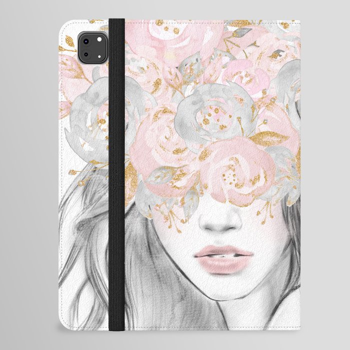 She Wore Flowers in Her Hair Rose Gold by Nature Magick iPad Folio Case