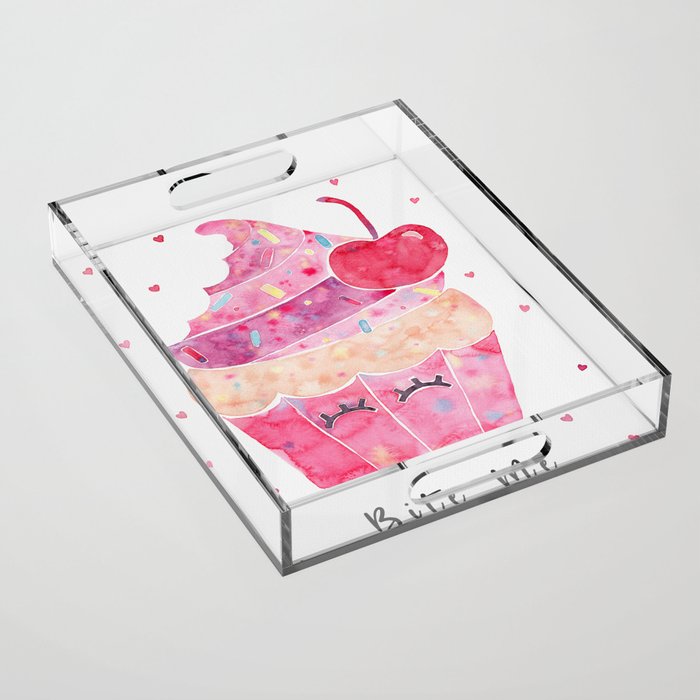 Bite Me Cupcake - Pink Acrylic Tray