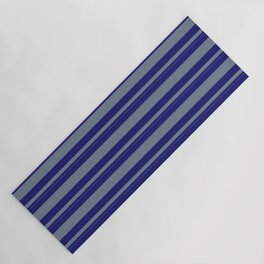 [ Thumbnail: Midnight Blue & Slate Gray Colored Lined Pattern Yoga Mat ]