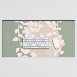 Abstract Potted Figure Sage Green Desk Mat