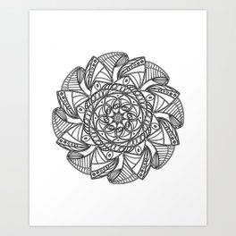 Modern Snowflake Art Print | Blackandwhite, Geometric, Snowflake, Modern, Drawing 