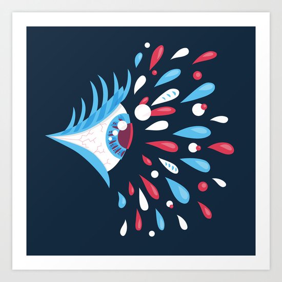 Dark Psychedelic Eye With Colorful Tears Art Print