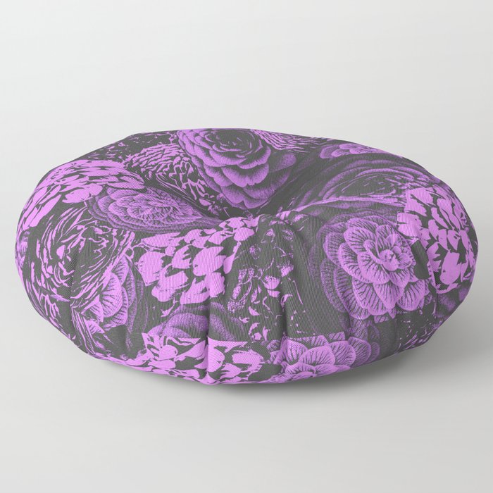 Moody Florals in Purple Floor Pillow