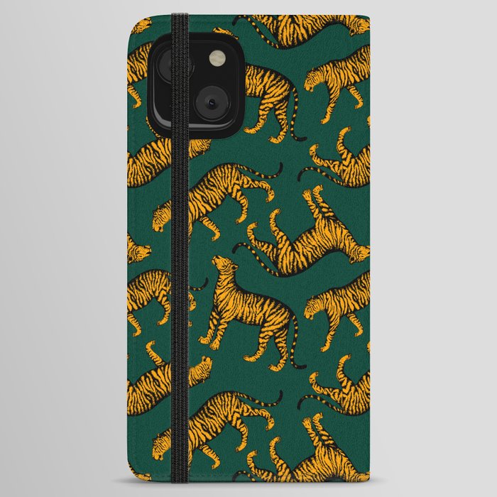 Tigers (Dark Green and Marigold) iPhone Wallet Case