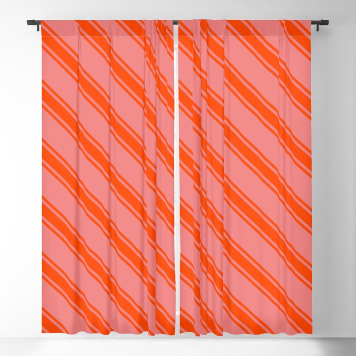 Light Coral and Red Colored Lines/Stripes Pattern Blackout Curtain