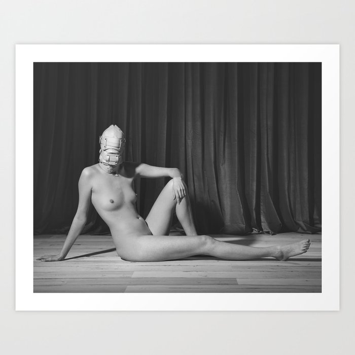 Bondage Hood - Nude woman photographed in bdsm style #7277 Art Print