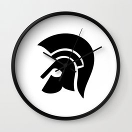 Ancient Spartan Soldier Helmet Black Wall Clock