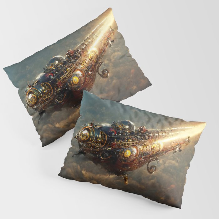 Steampunk Spaceship Pillow Sham