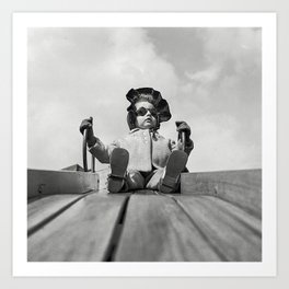 A girl on a slide. Art Print