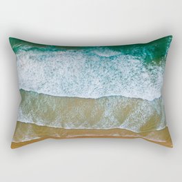 Ocean Waves Crushing On Beach, Drone Photography, Aerial Photo, Ocean And Beach Wall Art Print Decor Rectangular Pillow