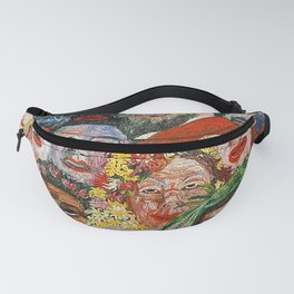 A face in the crowd; Ensor with Masks, self-portrait, Ensor aux masques grotesque art portrait painting by James Ensor Fanny Pack