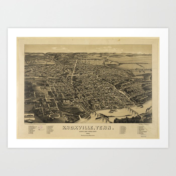 Bird's Eye View of Knoxville, Tennessee (1886) Art Print