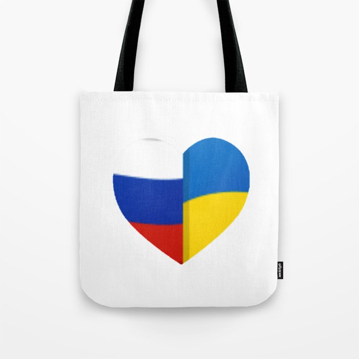 Heart for Russia and Ukrainia Peace and love no war Tote Bag