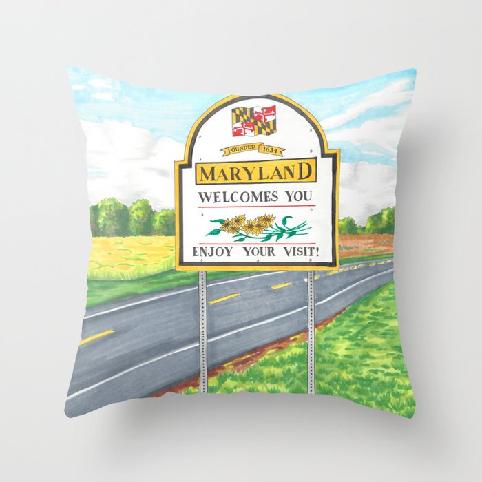 Welcome to Maryland Throw Pillow
