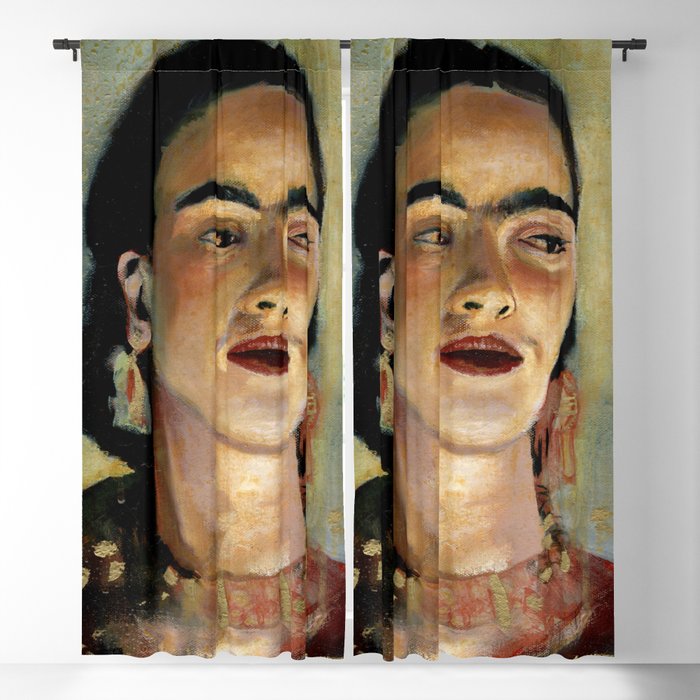 Portrait of Frida the Dove Blackout Curtain