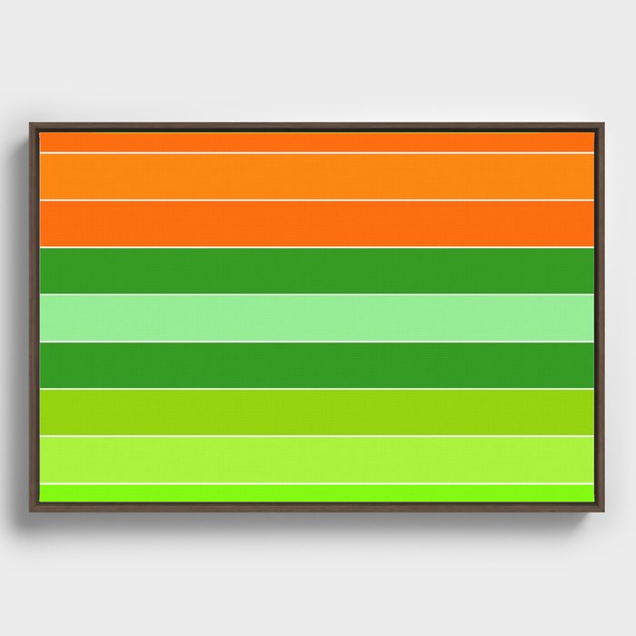 Green, Orange Stripe Irish St Patricks day Framed Canvas