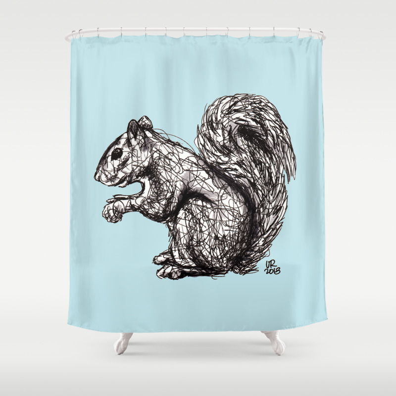 Blue Woodland Creatures Squirrel Shower Curtain By Ursularodgers