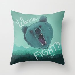 Bear Fight Throw Pillow