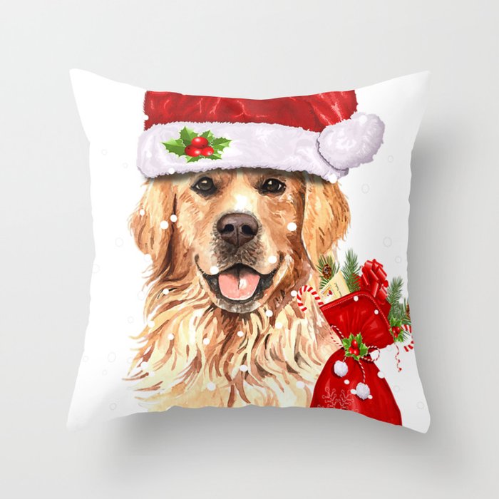 Golden retriever shop christmas pillow