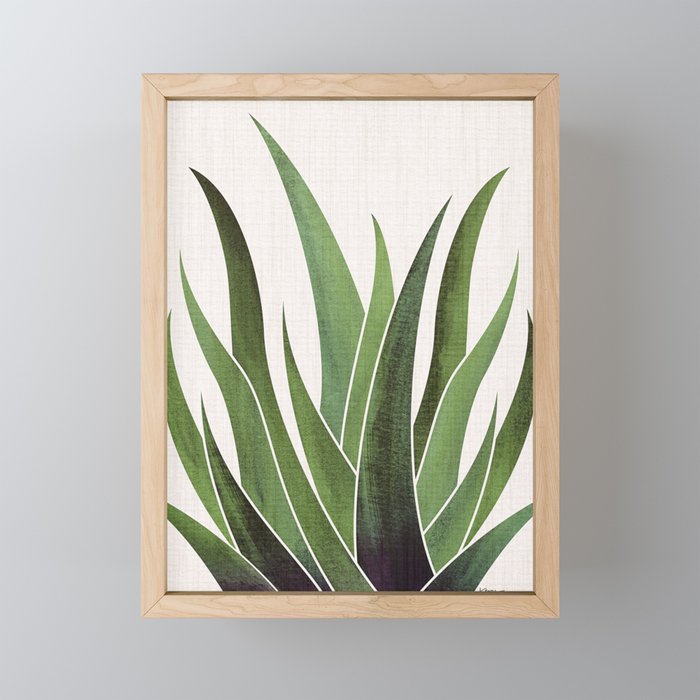 Desert Agave Succulent Illustration Framed Mini Art Print