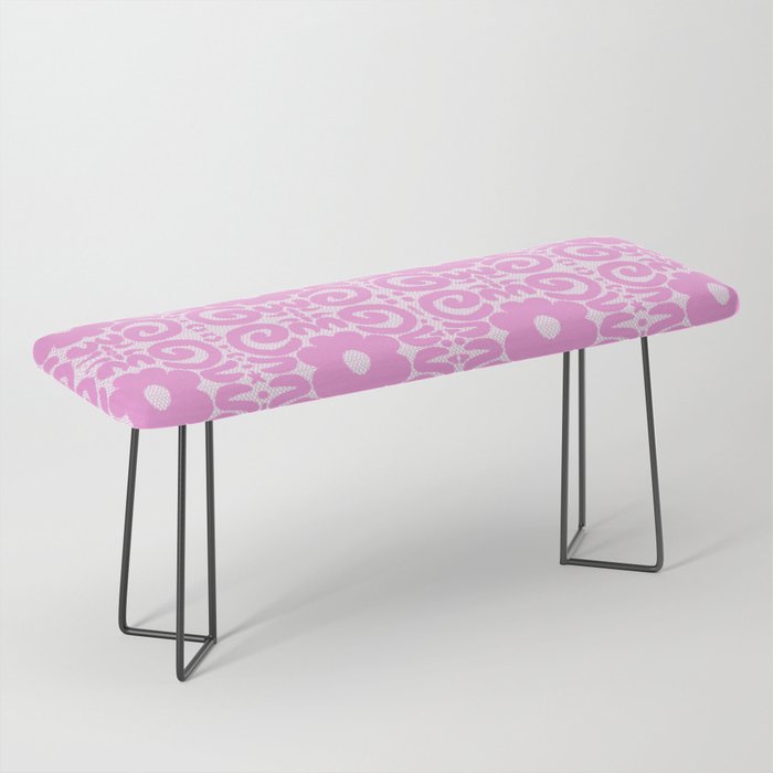 Spring Retro Daisy Lace Pink on White Bench