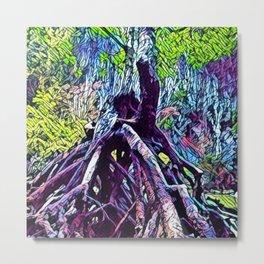 Strong Rooted Metal Print | Bright, Contemporary, Blue, Abstract, Digital, Purple, Brown, Travel, Gift, Pink 