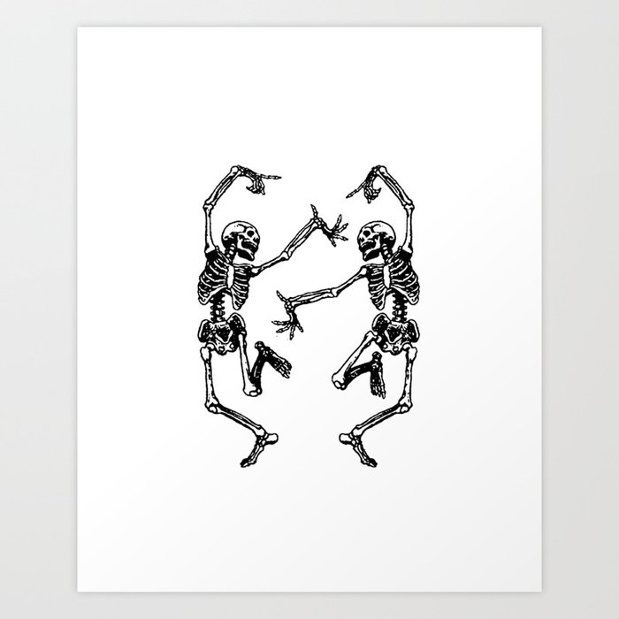 Duo Dancing Skeleton Art Print