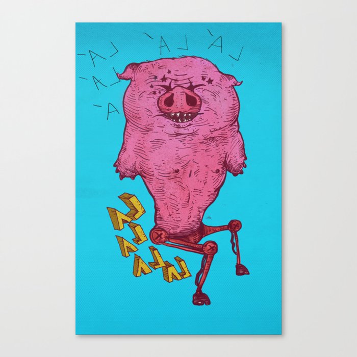 the dancing and disabled pig Canvas Print