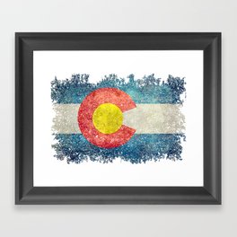 Colorado Flag in Grungy MegaTex Framed Art Print