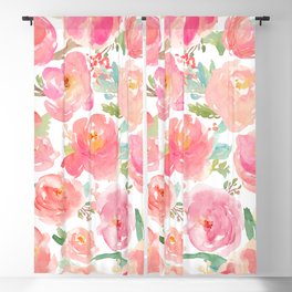 Pink Peonies Watercolor Pattern Blackout Curtain