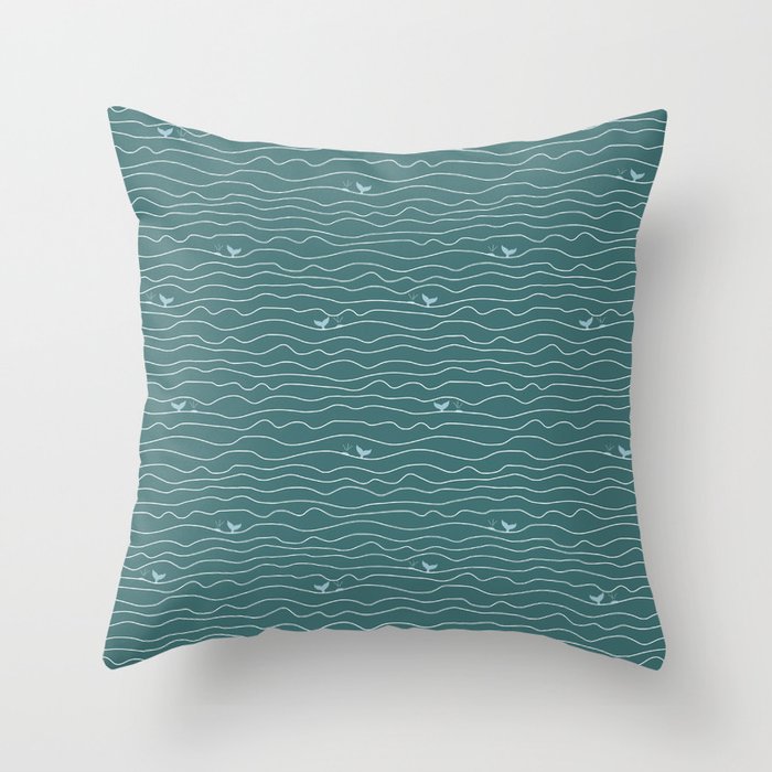 Whale Stripes Throw Pillow
