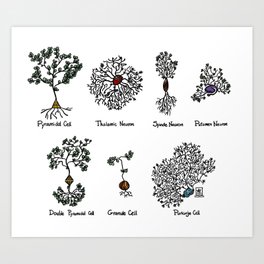 Neuron Trees and Wonders of Life Art Print