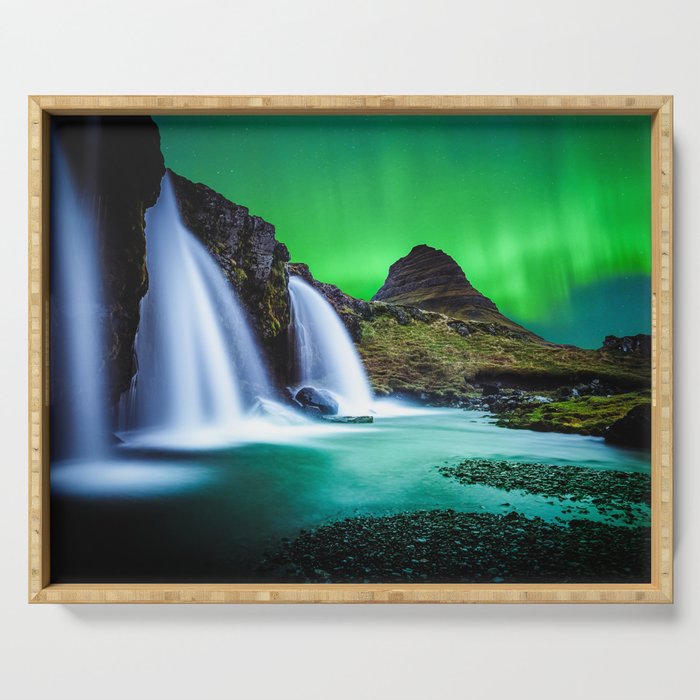 Aurora Borealis Waterfall Serving Tray