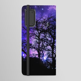 Black Trees Blue Violet Purple Space Android Wallet Case