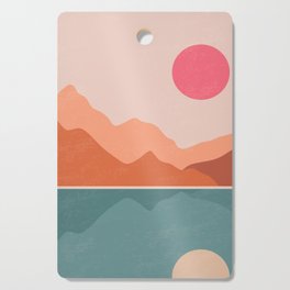 Mountains and Sun Landscape Mid Century Modern Cutting Board