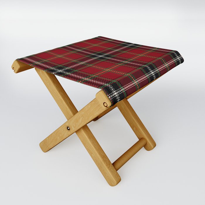 Classic Christmas Red Tartan Plaid Folding Stool