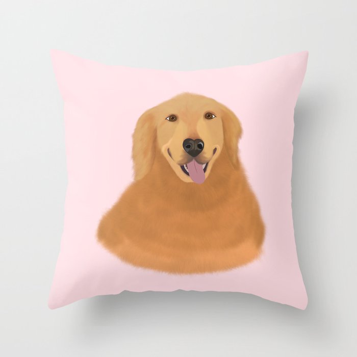 Smiling Golden Retriever Throw Pillow