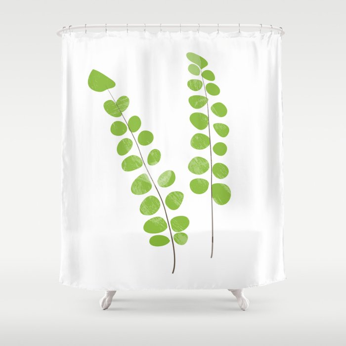 Button Fern Illustration Botanical Print Shower Curtain By